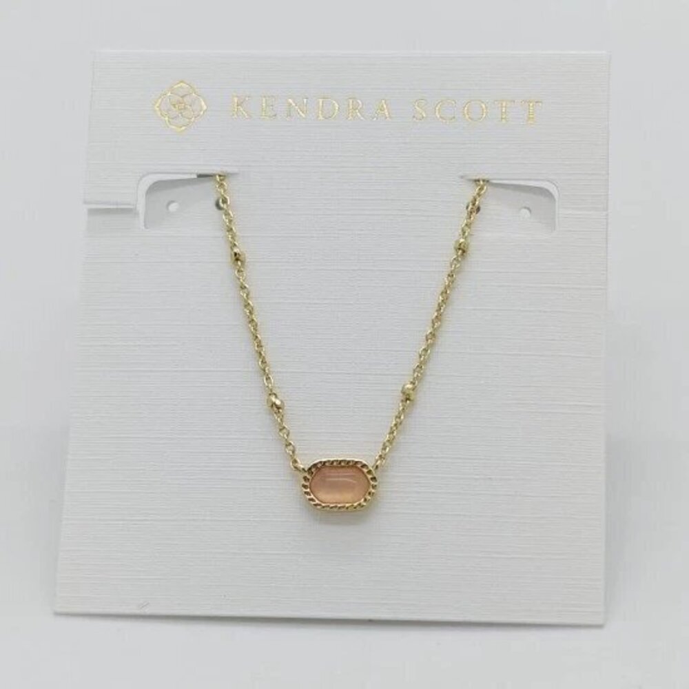 Kendra Scott Mini Elisa Gold Satellite Pendant Necklace in Pink Quartz